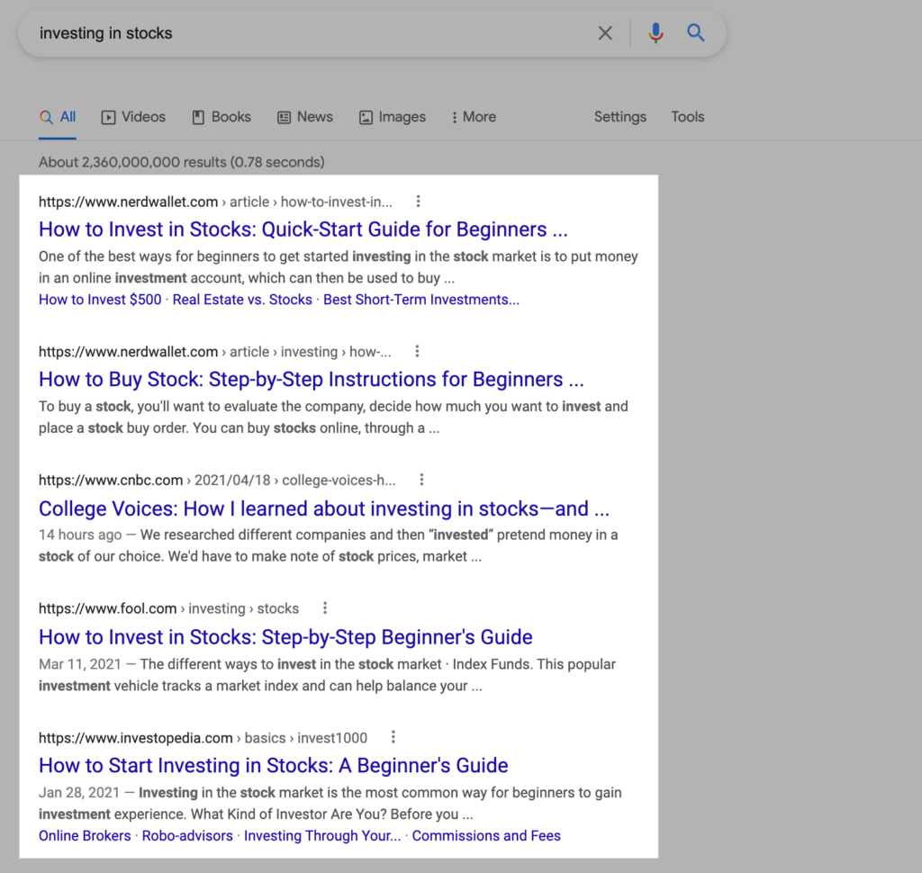 Search Intent Google Analysis