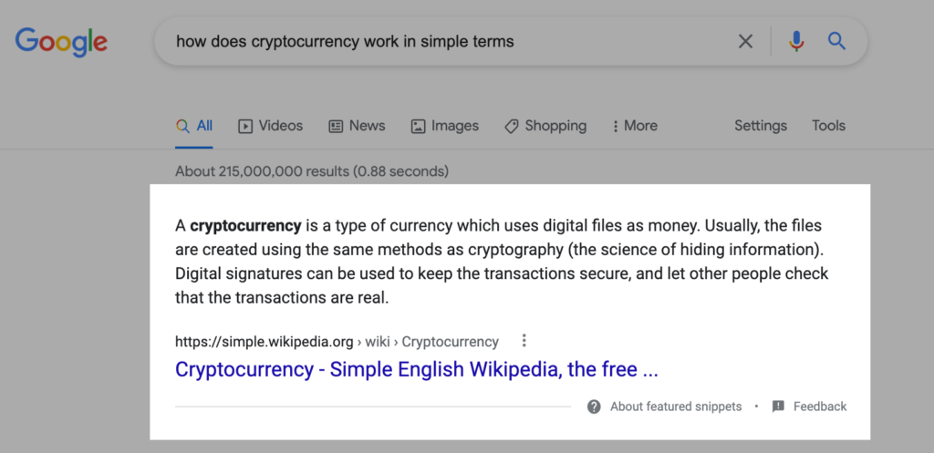 Featured Snippets and rich results