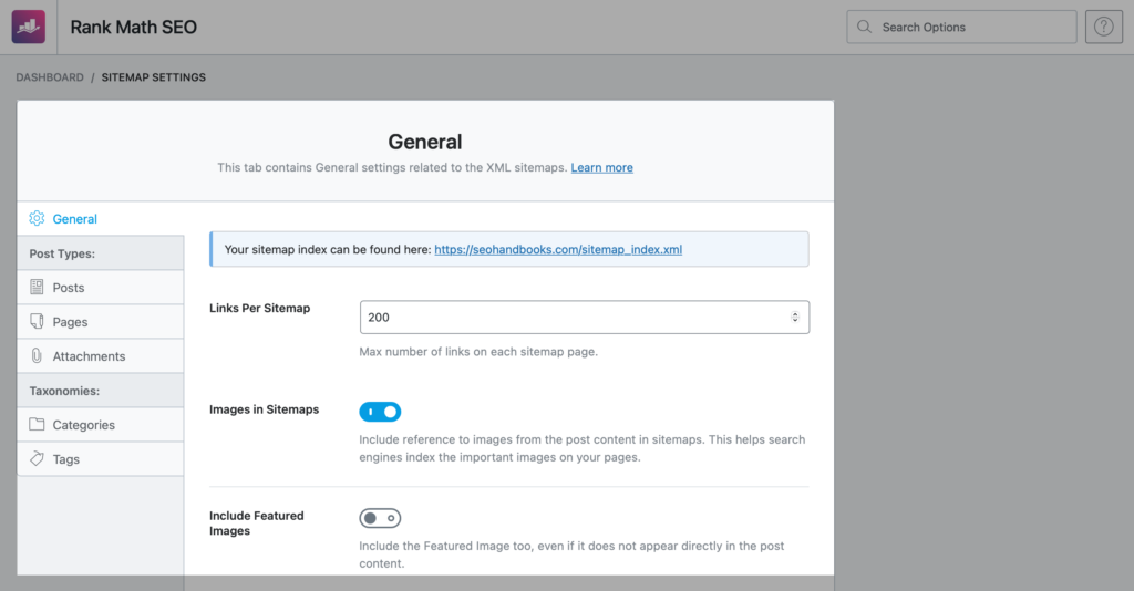 Rank math WordPress Settings